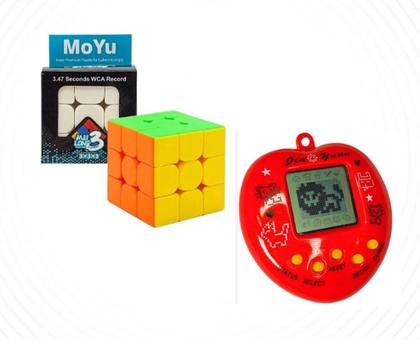 Imagem de Kit Bichinho Virtual Tamagochi + Cubo Magico Moyu Brinquedo Didatico