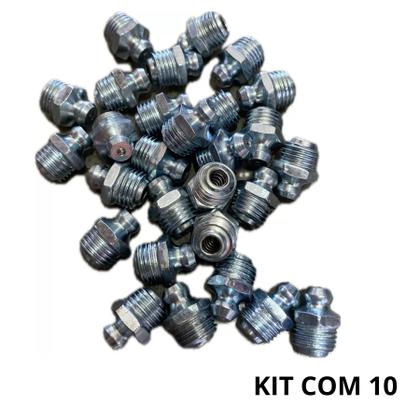 Imagem de Kit Bico Graxeira Engraxadeira Reta 6mm Uso Geral - 10 Uni