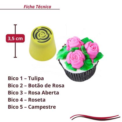 Imagem de Kit bico russo para confeitar 5 peças bolo doces cupcake decoração confeitaria