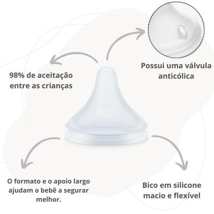Imagem de Kit Bicos Mamadeira Nuk Perfect Match Bico Reto Válvula Anticólica Silicone Macio Diversos Tamanhos