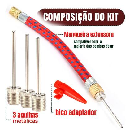 Imagem de Kit Bicos para Encher Bola Boia 4 Bicos com Adaptador e Mangueira - FBG