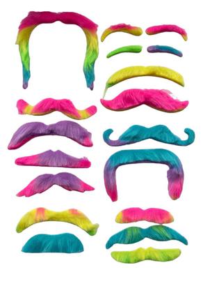 Imagem de Kit Bigodes falso Coloridos de Pelúcia + Sobrancelhas