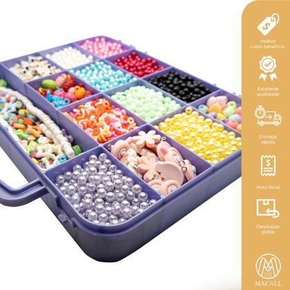 Imagem de Kit Bijuteria Miçangas 2500pçs Diversas Colar Pulseira Bolinhas