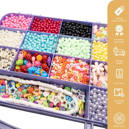 Imagem de Kit Bijuteria Miçangas 2500pçs Diversas Colar Pulseira Bolinhas