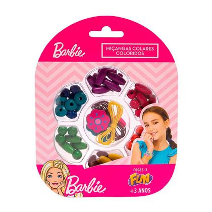 Imagem de Kit Bijuterias Infantil - Barbie - Miçangas Colares Coloridos - Fun Divirta-se