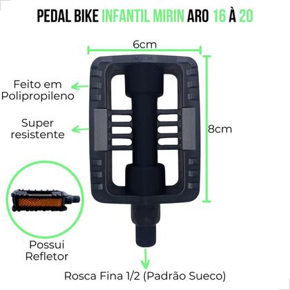 Imagem de Kit Bike Infantil Banco Selim + Par Manoplas Punhos + Pedal Nylon Aro 16 à 20 Mirim