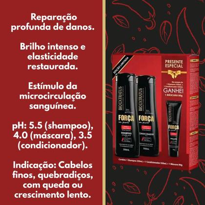 Imagem de Kit Bio Extratus Força Com Pimenta Shampoo + Cond + Máscara