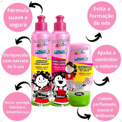 Imagem de Kit Bio Extratus Kids A Turma do Maluquinho Cacheado: Shampoo, Condicionador e Finalizador