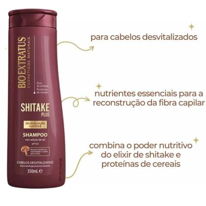 Imagem de Kit Bio Extratus Shitake Plus Sh 350ml + Cond 350ml + Másc 250g + Elixir 100ml