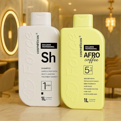 Imagem de Kit Bioplastia Afro Coffee 1L e Boltox Argan 1Kg Force Liso Tratamento e Brilho