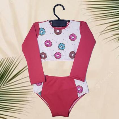 Imagem de Kit Biquíni Infantil/Juvenil manga longa e top rosquinhas