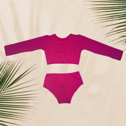 Imagem de Kit Biquíni Infantil/Juvenil manga longa e top rosquinhas