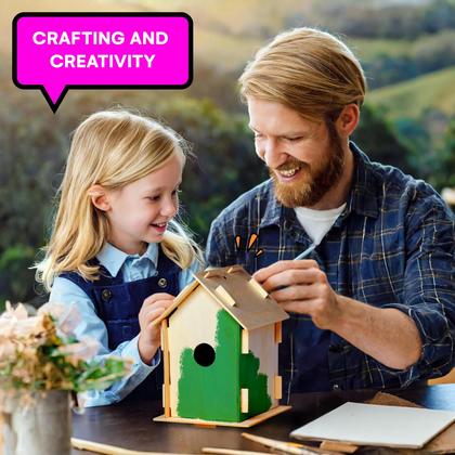Imagem de Kit Birdhouse de madeira Neliblu 12 DIY com tintas e pincéis para crianças