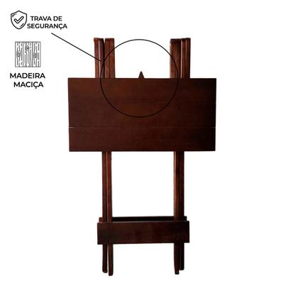 Imagem de Kit Bistrô com 4 Banquetas Dobrável de Madeira para churrasqueira Ismalu