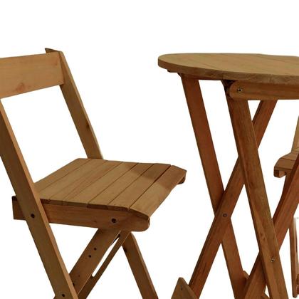 Imagem de Kit Bistrô com 4 Banquetas Dobrável de Madeira para churrasqueira Ismalu