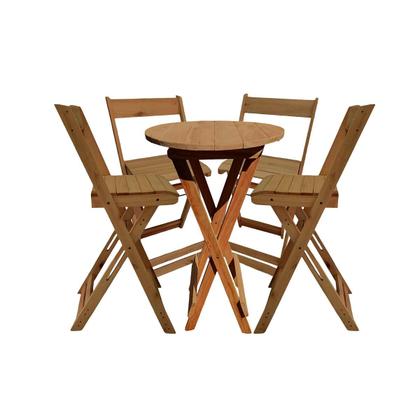 Imagem de Kit Bistrô com 4 Banquetas Dobrável de Madeira para churrasqueira Ismalu