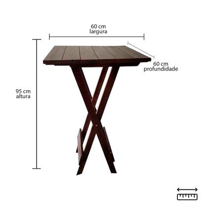 Imagem de Kit Bistrô Eucalipto Dobrável com 4 Banquetas de Madeira