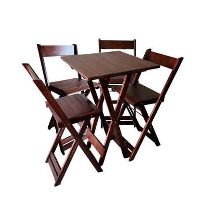 Imagem de Kit Bistrô Eucalipto Dobrável com 4 Banquetas de Madeira