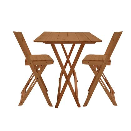 Imagem de Kit Bistrô Eucalipto Dobrável com 4 Banquetas de Madeira