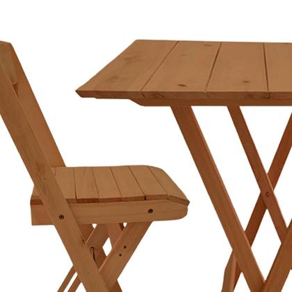 Imagem de Kit Bistrô Eucalipto Dobrável com 4 Banquetas de Madeira