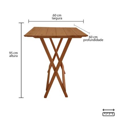 Imagem de Kit Bistrô Eucalipto Dobrável com 4 Banquetas de Madeira