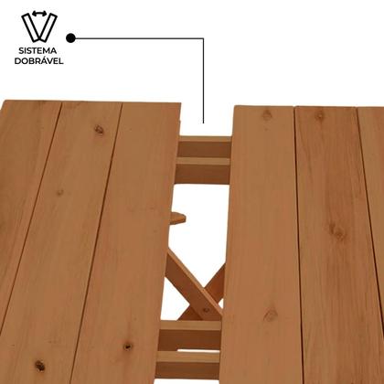 Imagem de Kit Bistrô Eucalipto Dobrável com 4 Banquetas de Madeira