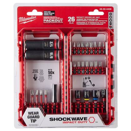 Imagem de Kit bit shockwave e soquetes impacto com 26 pcs 48-32-4408 milwaukee