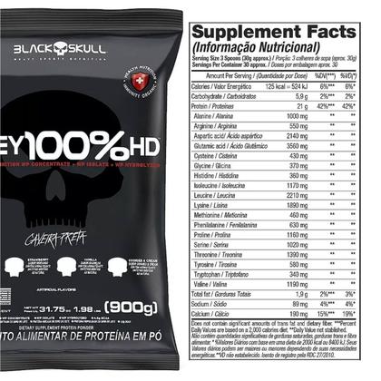Imagem de Kit Black Skull: Whey 100% hd Refil 900g + 2x Cafeína Thermo Flame 60 tabs + Beta Alanina 100g + Creatina Turbo 150g