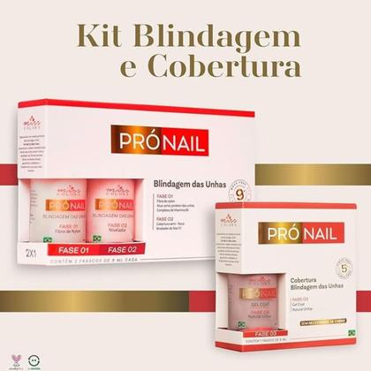Imagem de Kit Blindagem de Unhas Pró Nail Miss Colors  Fase 1 e Fase 2 + Fase 3 Gel Coat Nude  Fortalecedor com Fibras de Nylon