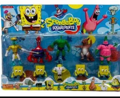 Imagem de Kit Bob Esponja 10 Bonecos Molusco Patrick Plankton 7 CM