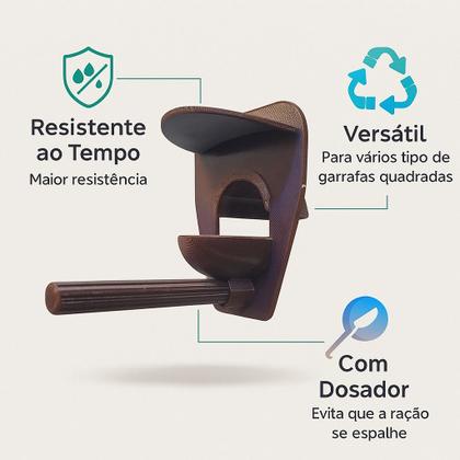 Imagem de Kit Bocal Garrafa Quadrada Comedouro Tratador Pássaro Livres