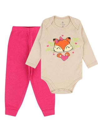 Imagem de Kit Body 6 Peças de Roupas para Bebê Menina 3 Body longo 3 Calça Mijão Kit 3 Conjuntos Body