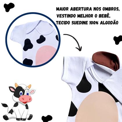 Imagem de Kit Body Bebê Menino Temático Fazendinha Bezerrinho Com Touca Mesversário
