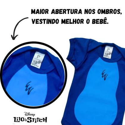 Imagem de Kit Body Bebê Temático de Algodão Lilo & Stitch Com Touca Para Mesversário