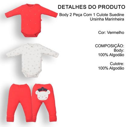 Imagem de Kit Body Com Culote Bebê Menina Algodão Estampado Upi Uli