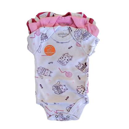 Imagem de Kit Body Manga Curta com 3 Peças 100% Algodão Feminino