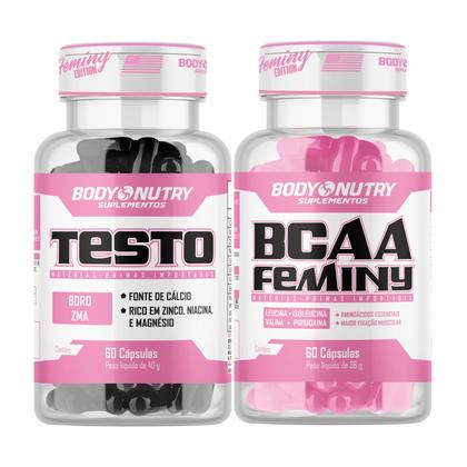 Kit Body Nutry BCAA Feminy 60 Cápsulas + Testo 60 Cápsulas - Suplementos com Aminoácidos, Vitaminas e Minerais Essenciais para Sua Rotina Imagem de Kit Body Nutry BCAA Feminy 60 Cápsulas + Testo 60 Cápsulas - Suplementos com Aminoácidos, Vitaminas e Minerais Essenciais para Sua Rotina