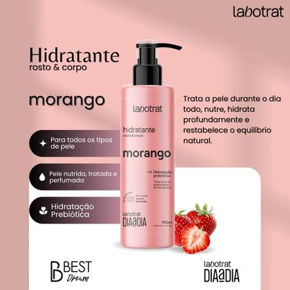 Imagem de Kit Body Splash + Esfoliante + Hidratante Corpo E Rosto Labotrat Cheiro De Fruta Morango 150g