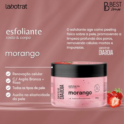 Imagem de Kit Body Splash + Esfoliante + Hidratante Corpo E Rosto Labotrat Cheiro De Fruta Morango 300g
