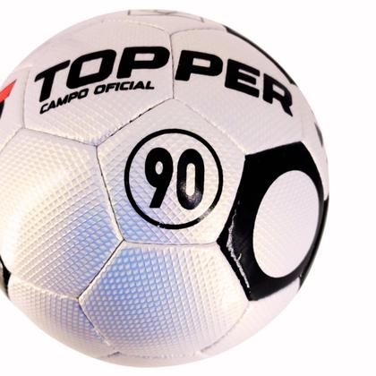 Imagem de KIT Bola De Futebol Campo Topper 90 Oficial Costurada à Mão Bomba De Ar Kagiva Dupla Ação