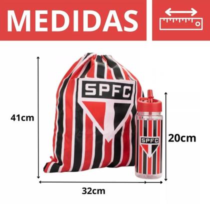 Imagem de Kit Bola de Futebol Time São Paulo C/ Garrafa 450ml E Mochila Tipo Saco Licenciado E Oficial