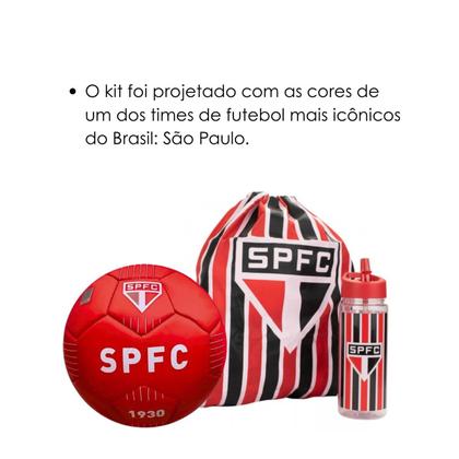 Imagem de Kit Bola de Futebol Time São Paulo C/ Garrafa 450ml E Mochila Tipo Saco Licenciado E Oficial