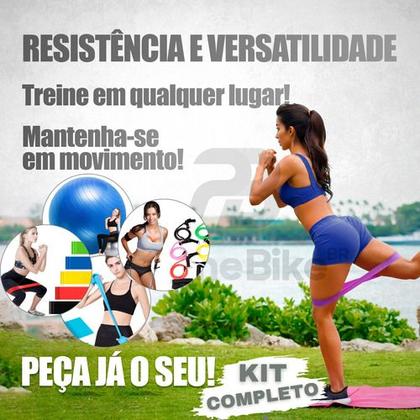 Imagem de Kit Bola De Pilates Elástico Treino Faixa Elástica Mini Band