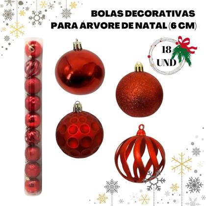 Imagem de Kit Bola Decorativa Natal Mista Lisa, Vazada e Texturada - Tamanho Nº 06 (18 Und)