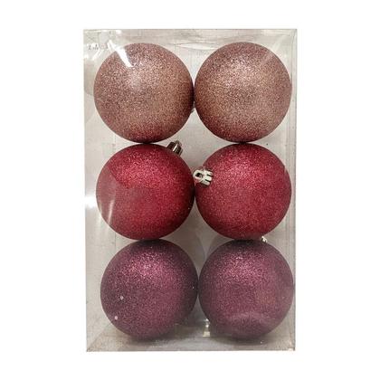 Kit Bolas De Natal 8Cm Tons De Rosa Glitter Com 6Und Cromus - Cromus Natal Imagem de Kit Bolas De Natal 8Cm Tons De Rosa Glitter Com 6Und Cromus