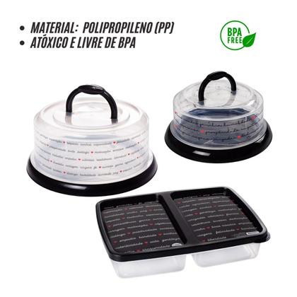 Imagem de Kit Boleira Suporte de Bolo Queijeira e Porta Frios Presunto Plasutil