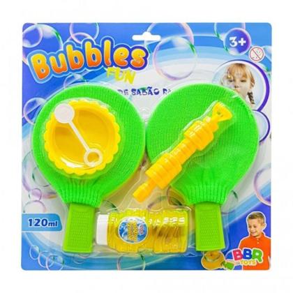 Imagem de Kit Bolhas De Sabão Com Raquetes Bubbles Fun - Bbr Toys