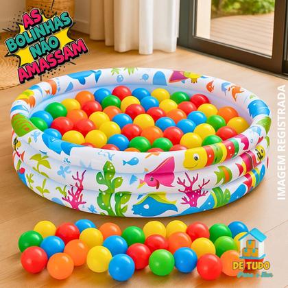 Imagem de Kit Bolinhas Coloridas Para Piscina Criança Plástico Resistente Não Amassa