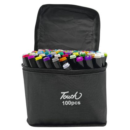 Imagem de Kit Bolsa Com 100 Canetinhas Coloridas Com Ponta Dupla Bobbie Goods