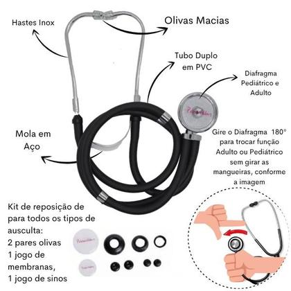 Imagem de Kit Bolsa Cores Aparelho de Pressao Esfigmomanometro Estetoscópio Medidor de Glicose Premium